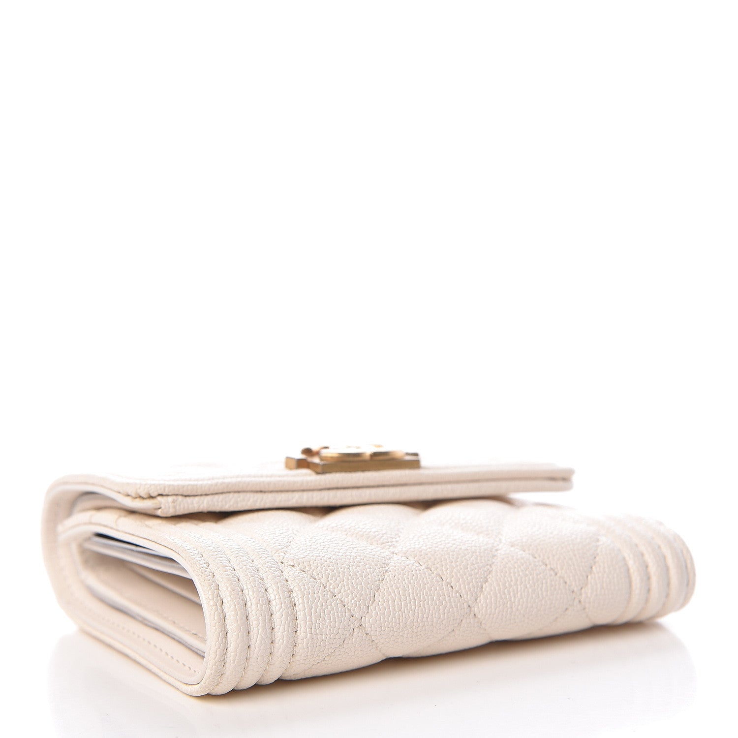 Chanel Caviar Quilted Compact Boy Flap Wallet White 4 of 9