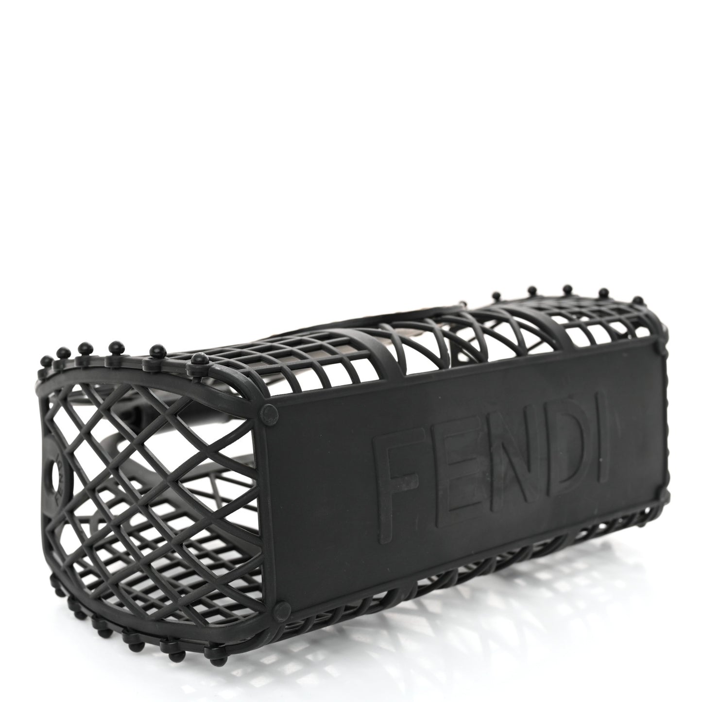 Recycled Plastic Vitello Liberty Matte Small Fendi Basket Black Miele Scuro