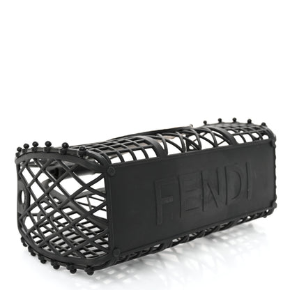 Fendi Recycled Plastic Vitello Liberty Matte Small Fendi Basket Black Miele Scuro 4 of 11