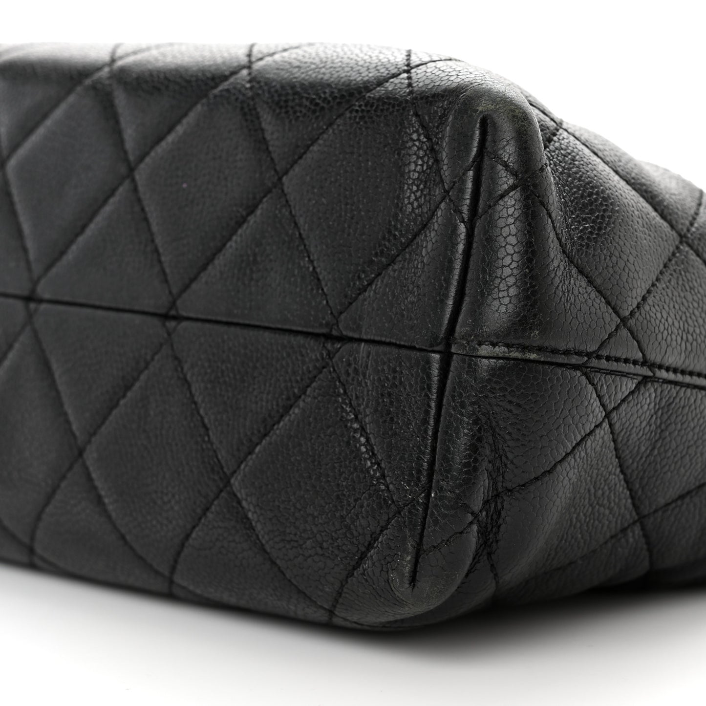 Caviar Quilted Shopping Tote Black