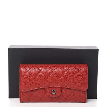 Chanel Caviar Quilted Long Flap Wallet Dark Red 8 of 8
