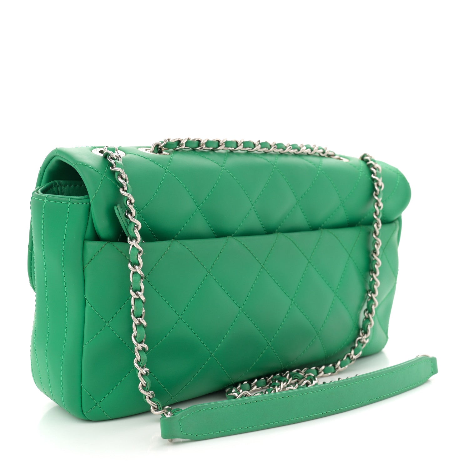 Chanel Rubber Quilted Lambskin Medium Coco Rain Flap Green 4 of 14