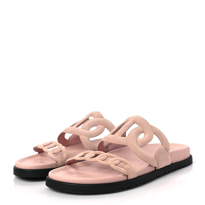 Hermes Suede Goatskin Extra Sandals 38 Rose Opaline 3 of 8
