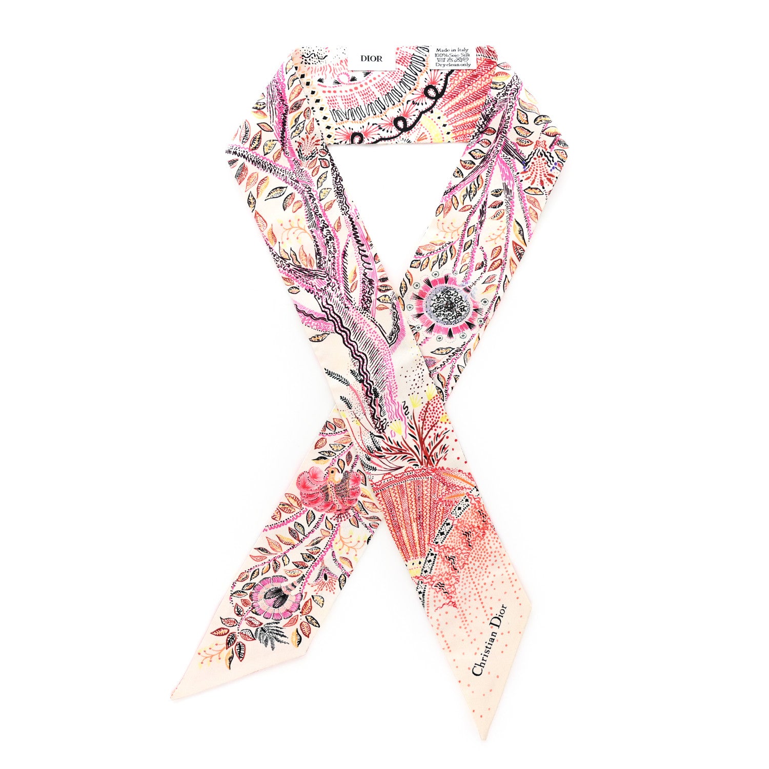 Christian Dior Silk Tree of Life Mitzah Scarf Beige 1 of 4