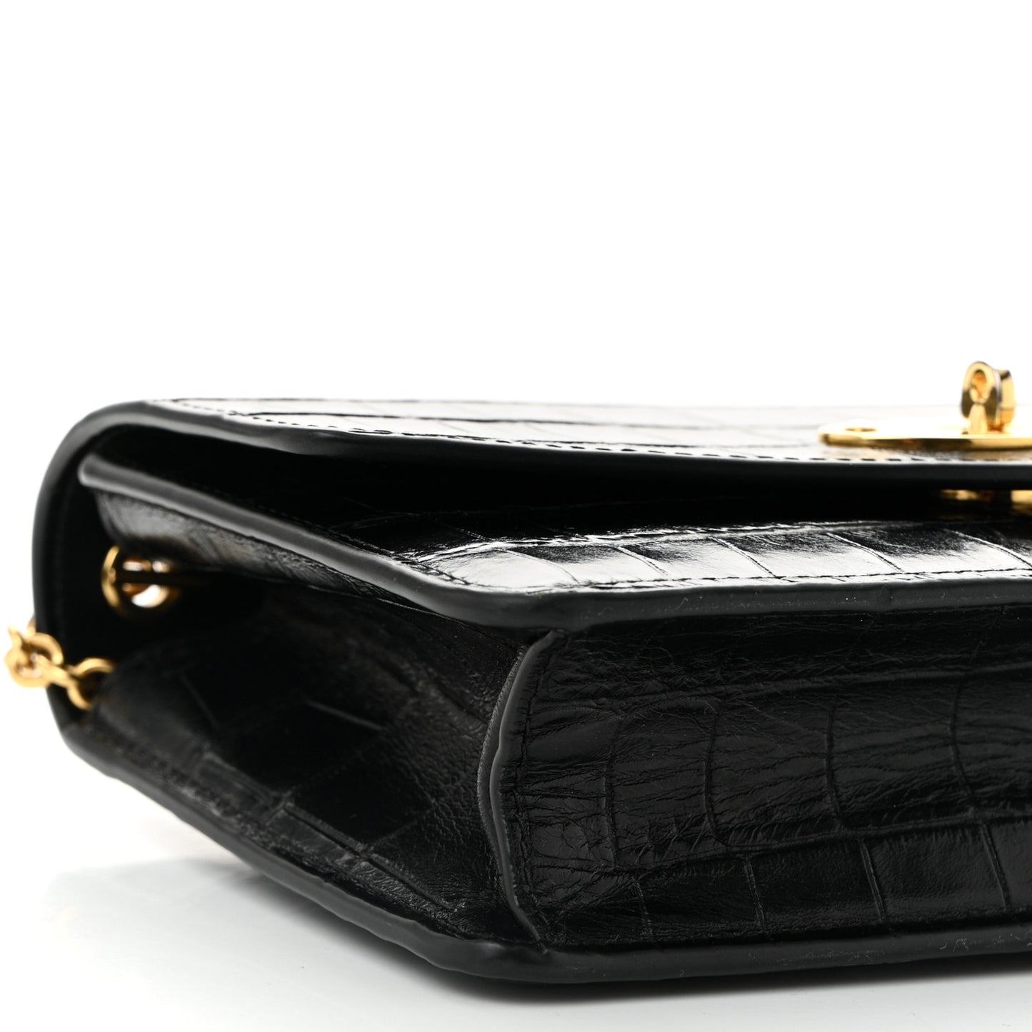 Crocodile Embossed Calfskin Small Darley Black