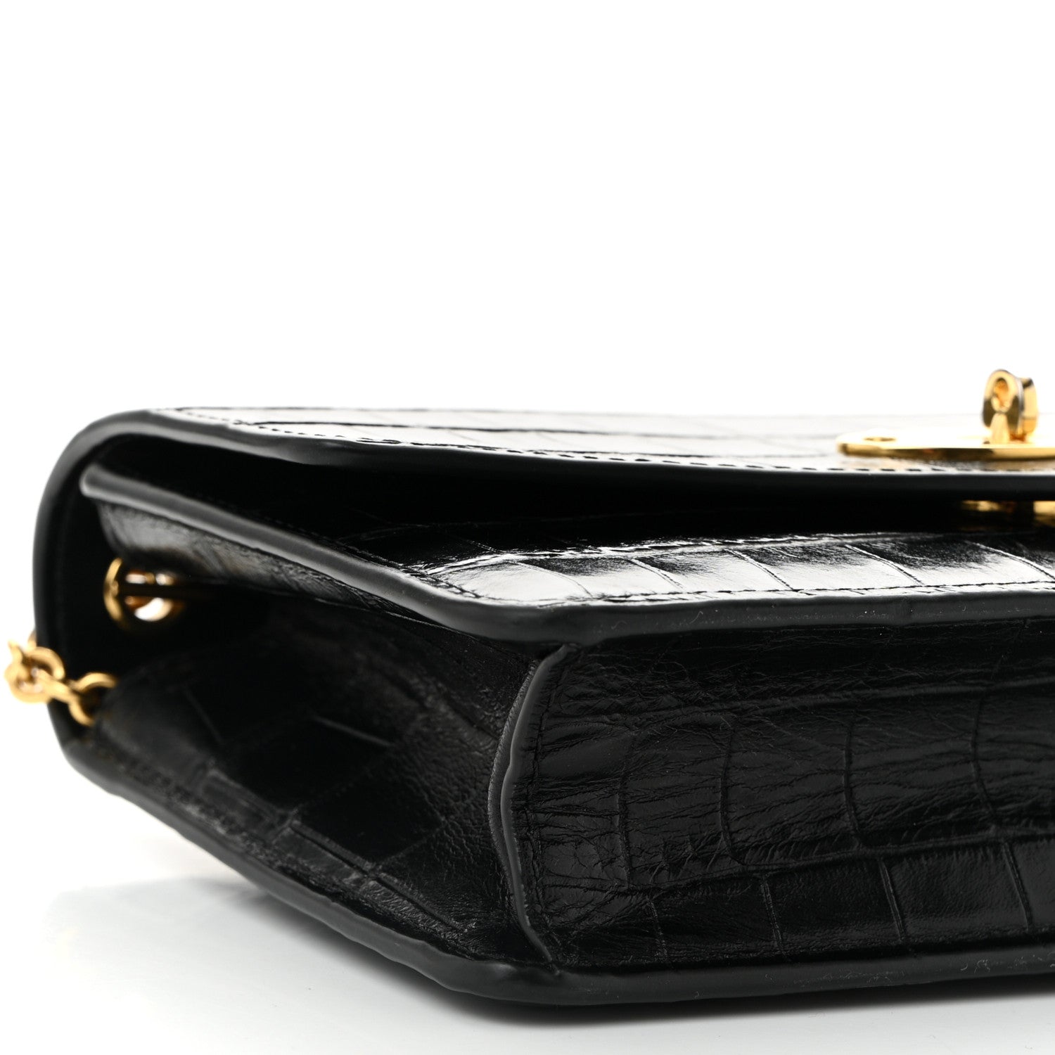 Mulberry Crocodile Embossed Calfskin Small Darley Black 8 of 10