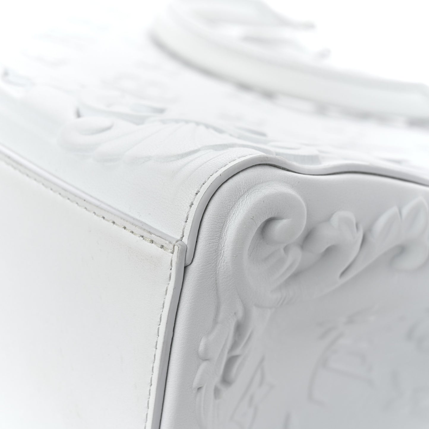 Calfskin LV Ornament Sac Plat 24H Optic White