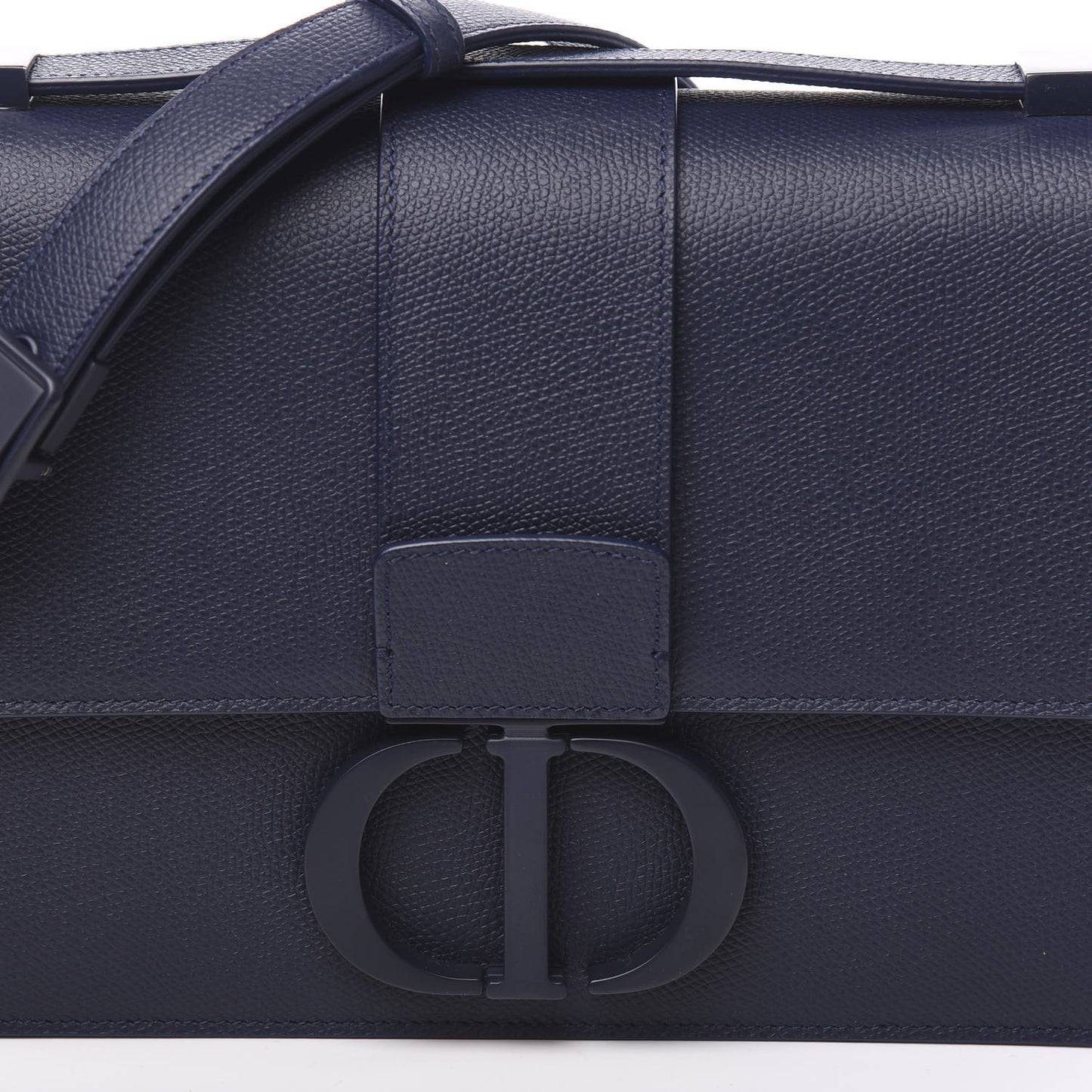 Ultra Matte Grained Calfskin 30 Montaigne Flap Bag Navy