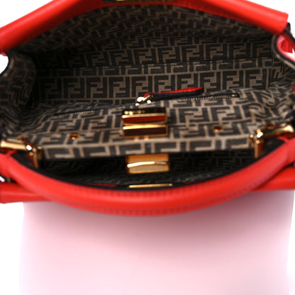 Fendi Vitello Seta Suede FF Mini Peekaboo Iconic Satchel Tulipano Miele Moro 4 of 9
