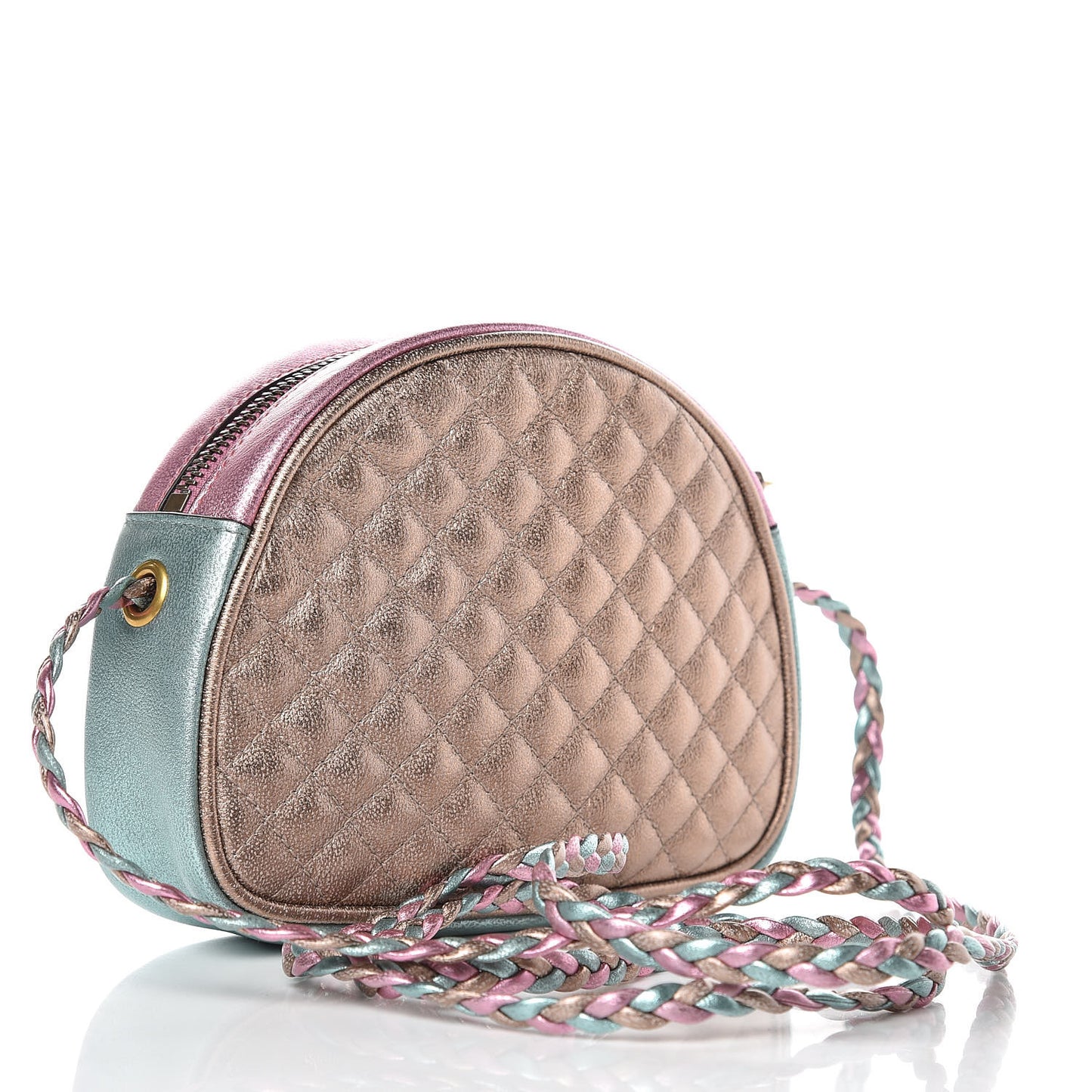 Laminated Nappa Trapuntata Mini Zumi Dome Shoulder Bag Rosa Lago Rame