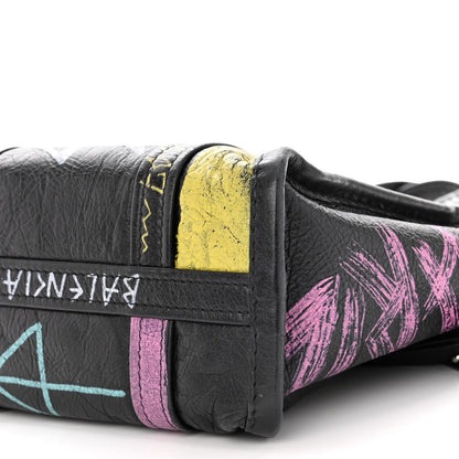 Balenciaga Agneau Arena Graffiti All Over XS Bazar Shopper Tote Black Multicolor 9 of 12