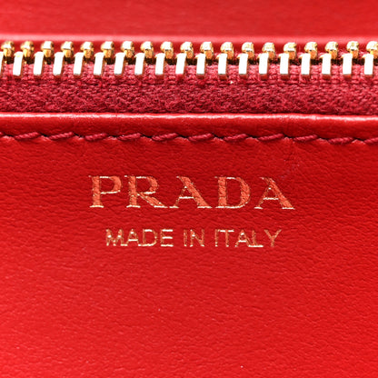 Prada Daino Bi-Color Zip Around Wallet Black Fuoco 6 of 14