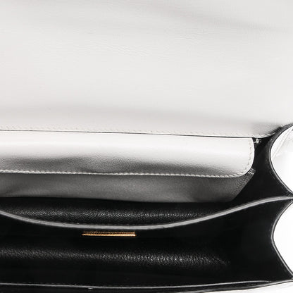 Prada Calfskin Embroidered Cahier Bag White Black 5 of 6