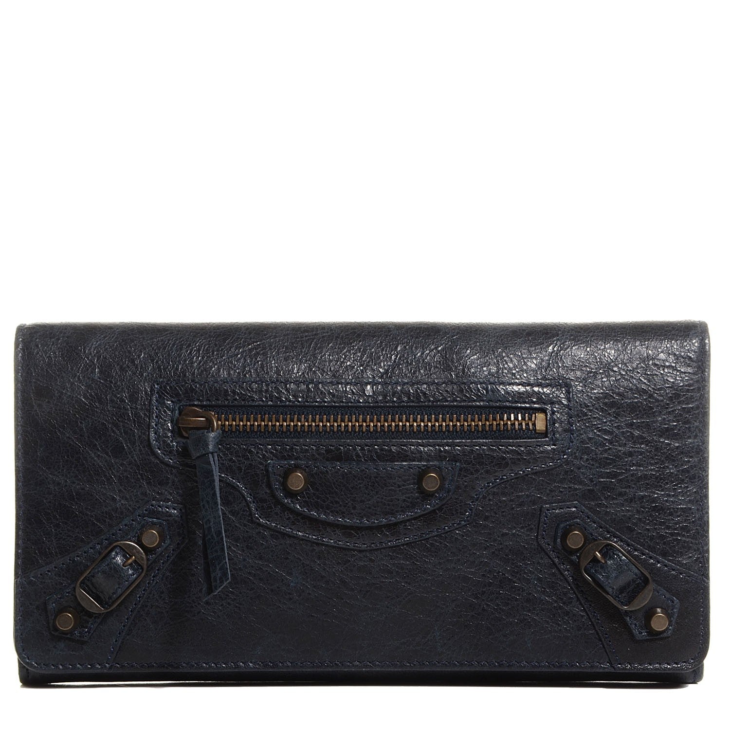 Balenciaga Agneau Classic Hardware Money Wallet Dark Night 1 of 11