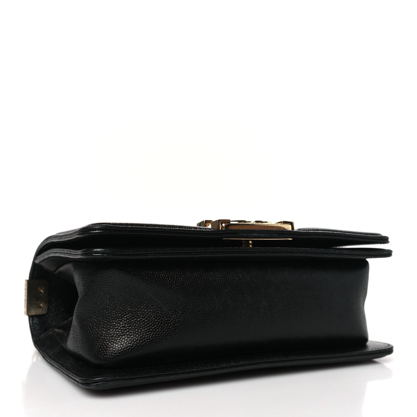 Calfskin Chevron Quilted Small Boy Flap Black