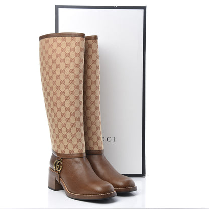 Gucci GG Monogram Calfskin Lola Tall Boots 41.5 Beige Ruggine Cuir 8 of 8