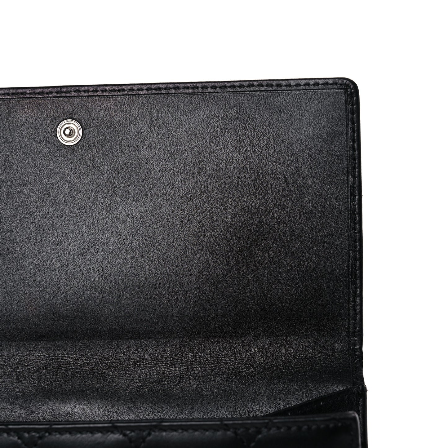 Calfskin Quilted Cambon Long Double Wallet Black