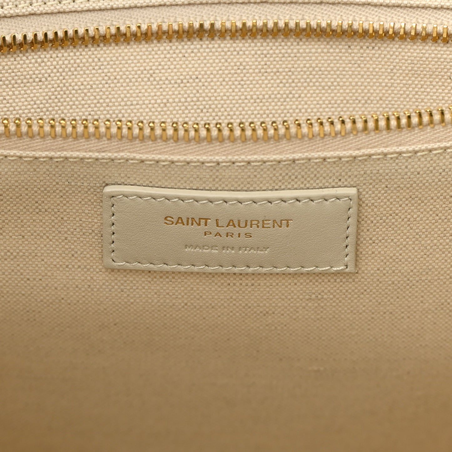 Linen Calfskin Small Rive Gauche Tote Military Green Blanc Vintage