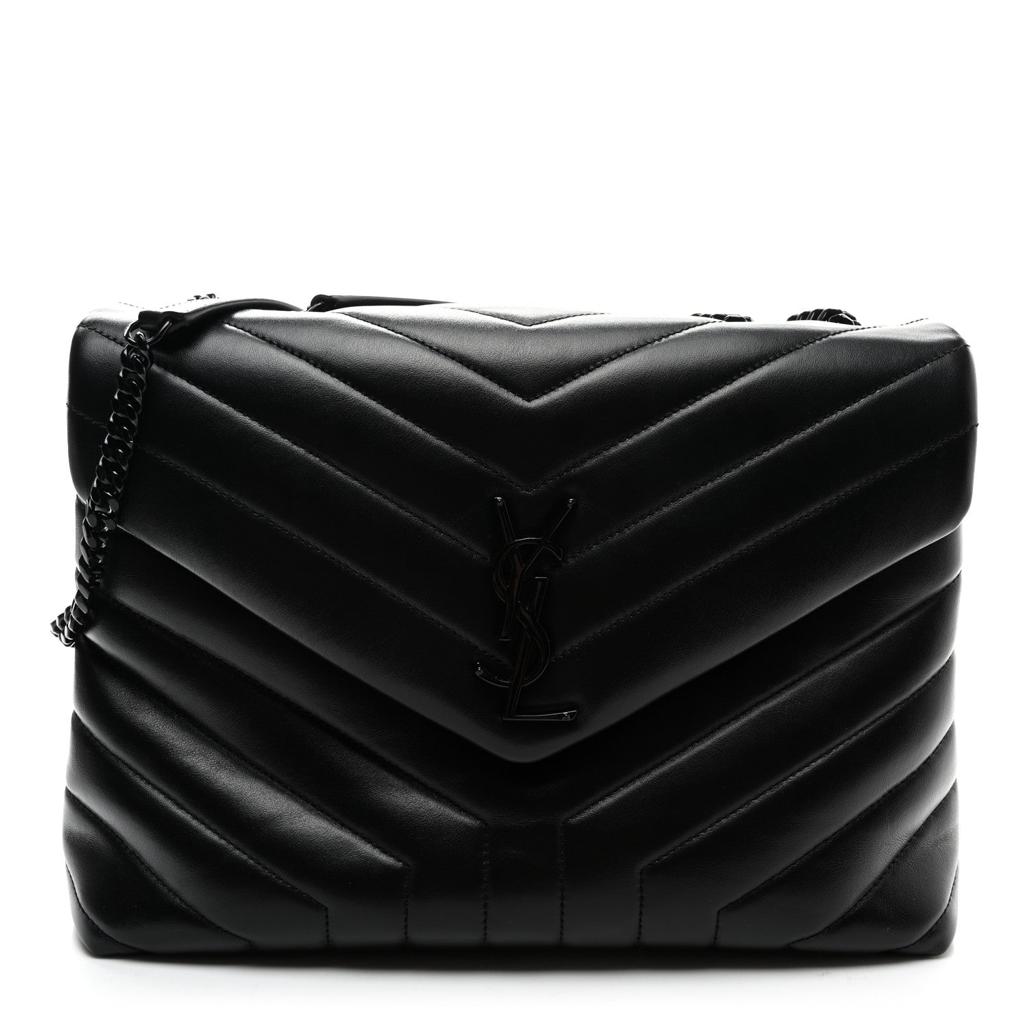 Saint Laurent Calfskin Y Quilted Monogram Monochrome Medium Loulou Chain Satchel Black 1 of 11
