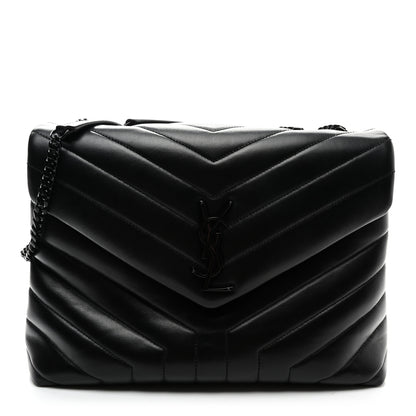 Saint Laurent Calfskin Y Quilted Monogram Monochrome Medium Loulou Chain Satchel Black 1 of 11