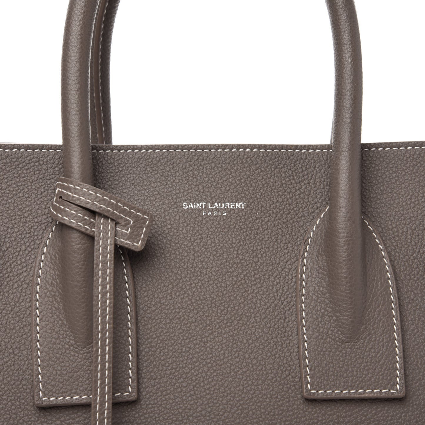 Grained Calfskin Topstitch Small Sac De Jour Grey