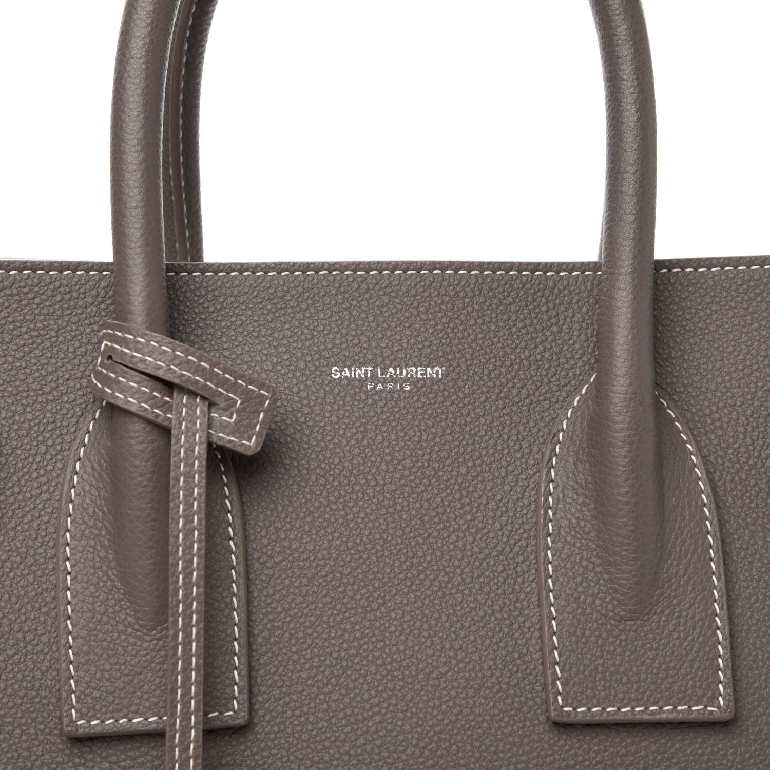 Saint Laurent Grained Calfskin Topstitch Small Sac De Jour Grey 9 of 9