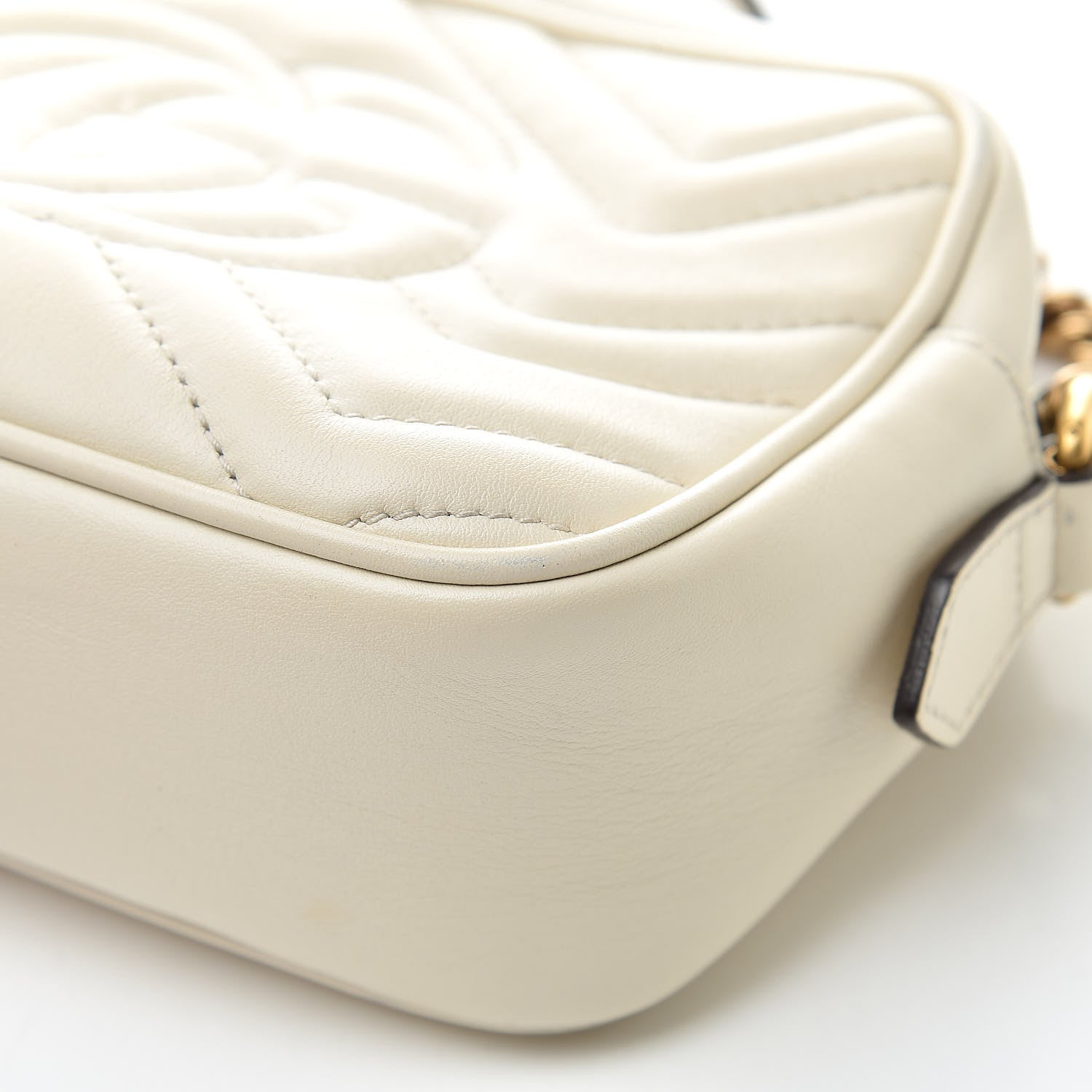 Gucci Calfskin Matelasse Mini GG Marmont Chain Shoulder Bag White 11 of 20