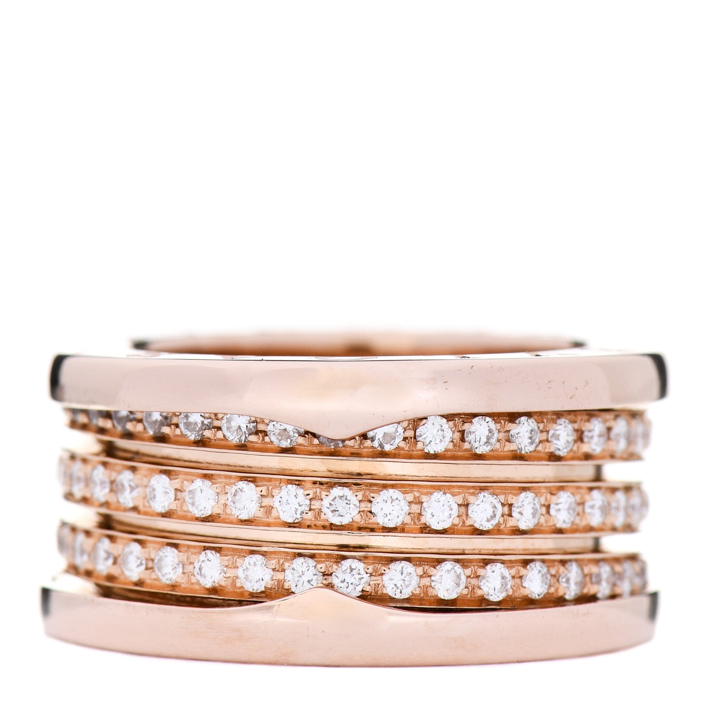 18K Rose Gold Diamond Pave B.Zero1 Four-Band Ring 54 6.75
