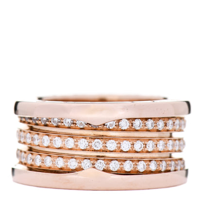 Bulgari 18K Rose Gold Diamond Pave B.Zero1 Four-Band Ring 54 6.75 3 of 5