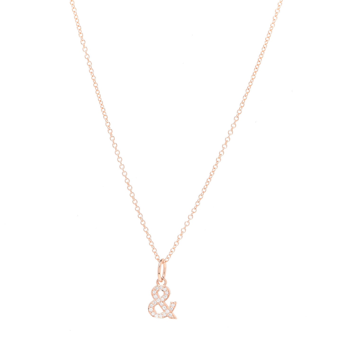 18K Rose Gold Diamond Medium Ampersand Pendant Necklace
