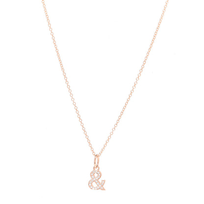 Tiffany 18K Rose Gold Diamond Medium Ampersand Pendant Necklace 1 of 7