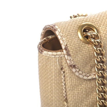 Gucci Raffia Elaphe Matelasse Small GG Marmont Shoulder Bag Natural Cream Brown 9 of 11