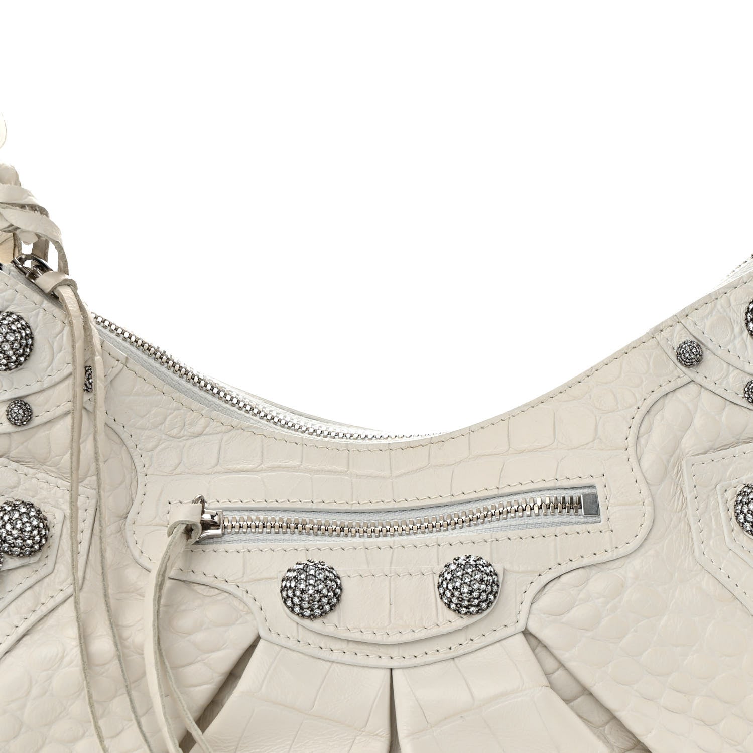 Balenciaga Extra Supple Calfskin Crocodile Embossed Small Le Cagole Shoulder Bag White 9 of 18
