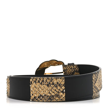 Gucci Ciny Calfskin Lux Snakeskin Torchon 95 38 Belt Black 2 of 5