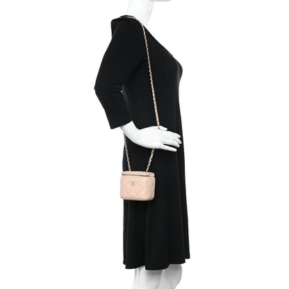 Chanel Caviar Quilted Mini Vanity Case With Chain Light Beige 2 of 11