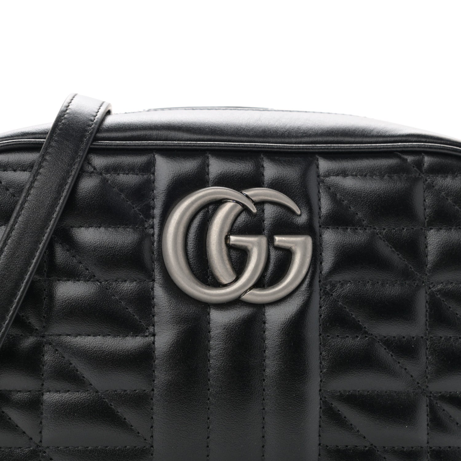 Gucci Calfskin Matelasse Aria Small GG Marmont Chain Shoulder Bag Black 8 of 10