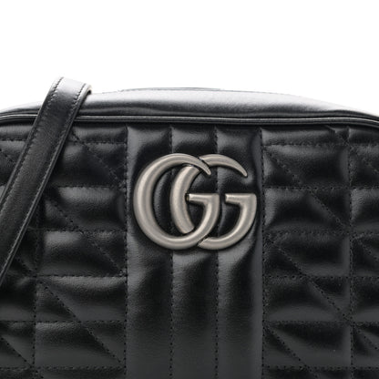 Gucci Calfskin Matelasse Aria Small GG Marmont Chain Shoulder Bag Black 8 of 10