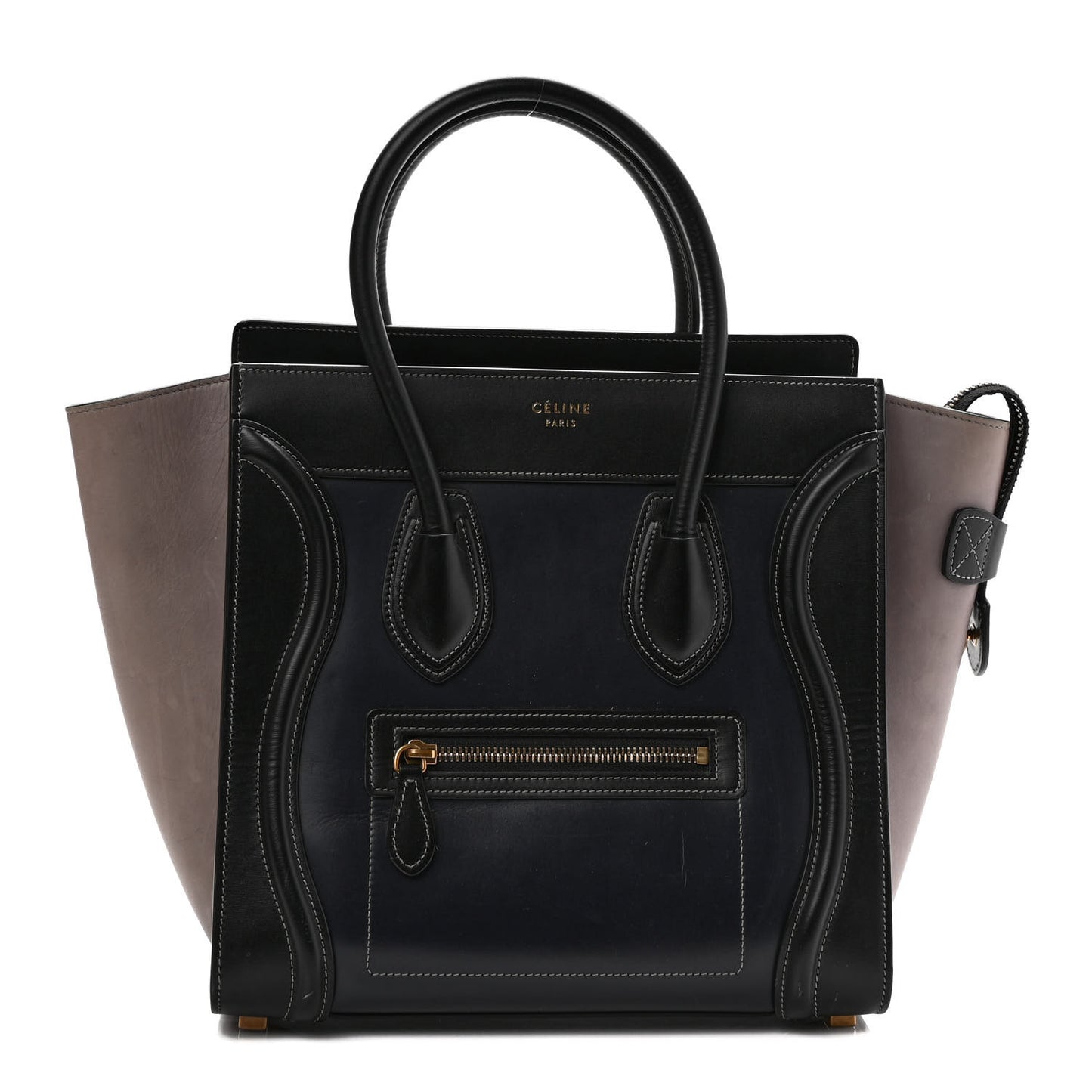 Glazed Calfskin Micro Tri-Color Luggage Dark Blue