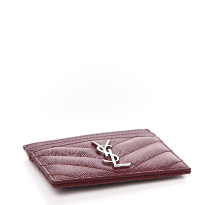 Saint Laurent Grain De Poudre Matelasse Chevron Monogram Credit Card Case Palissandre 4 of 8
