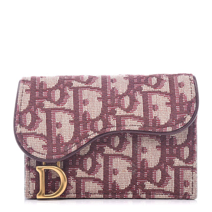 Christian Dior Oblique Saddle Card Holder Bordeaux 1 of 8