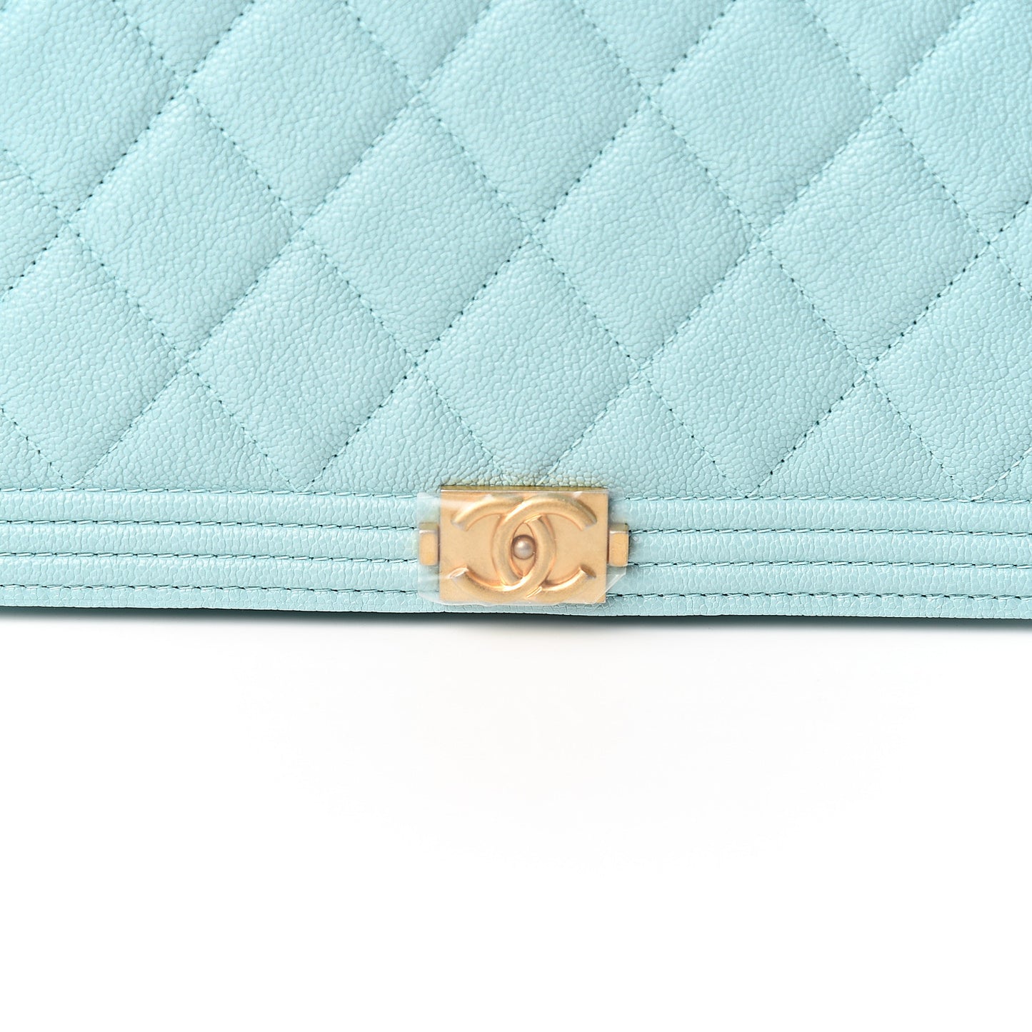 Caviar Quilted Boy Wallet On Chain WOC Light Blue