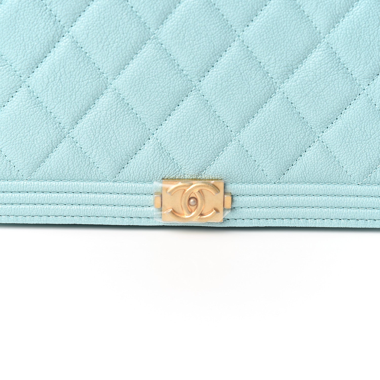 Chanel Caviar Quilted Boy Wallet On Chain WOC Light Blue 10 of 11