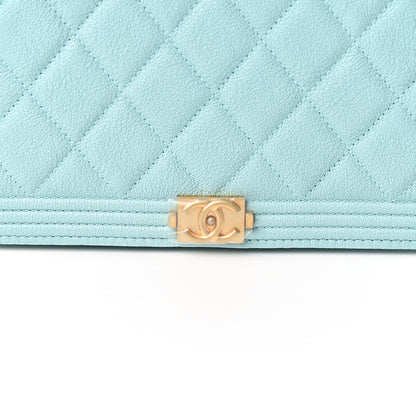 Chanel Caviar Quilted Boy Wallet On Chain WOC Light Blue 10 of 11