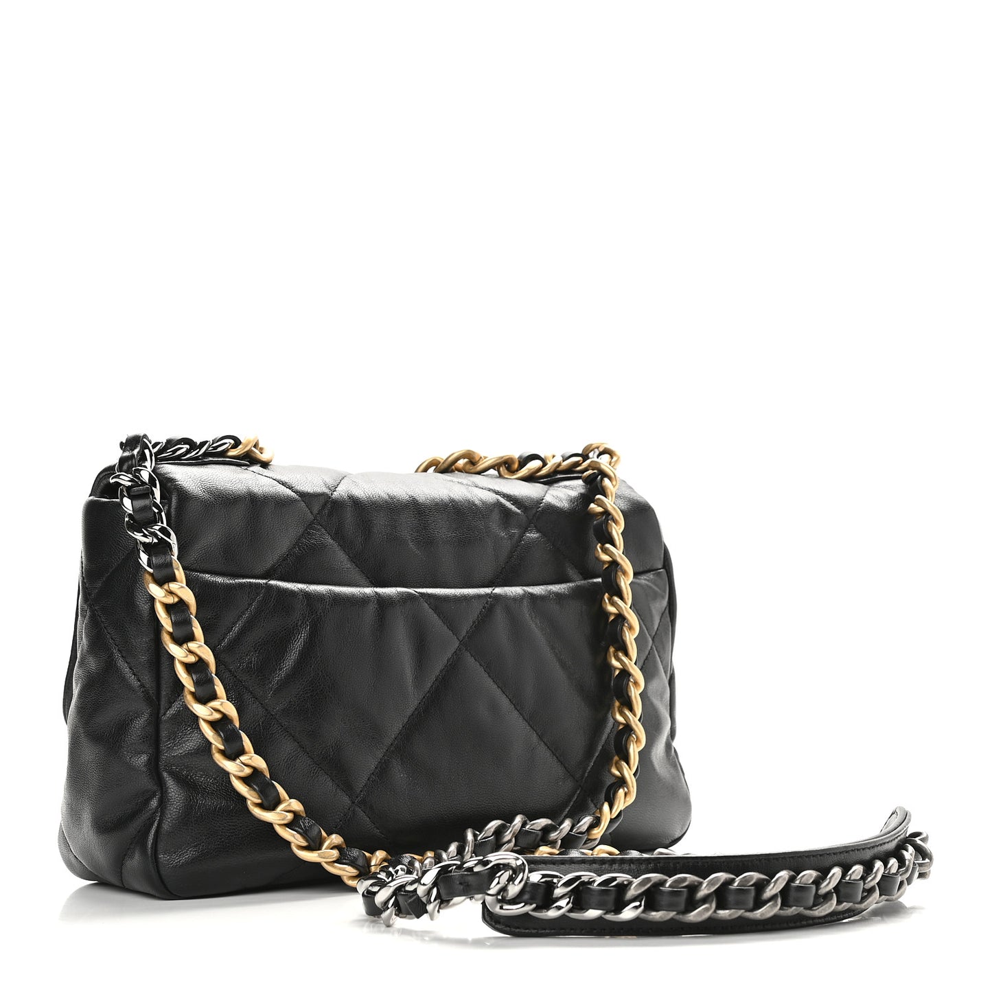 Goatskin Quilted Medium Chanel 19 Flap Black