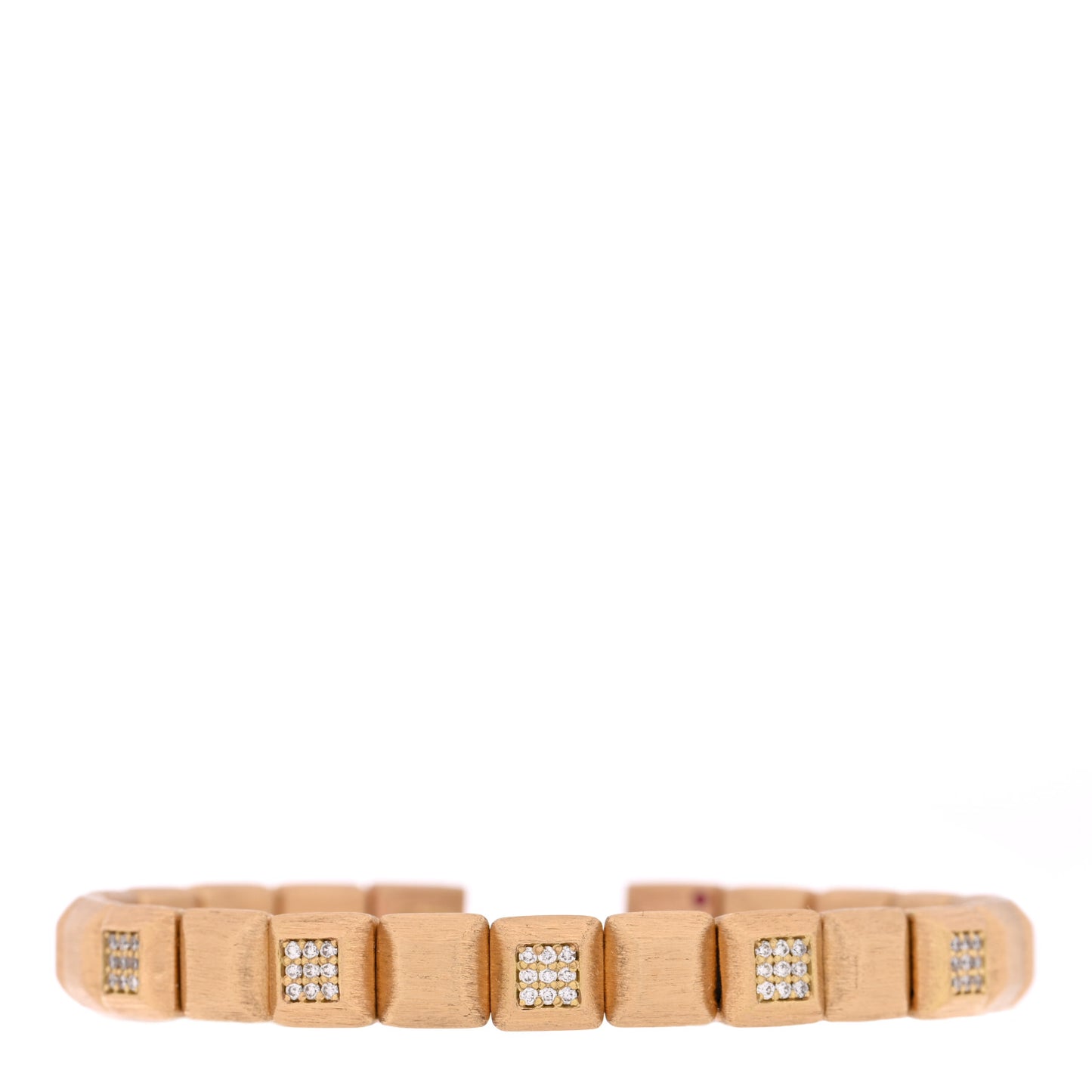 18K Yellow Gold Diamond Classic Satin Cuff Bracelet