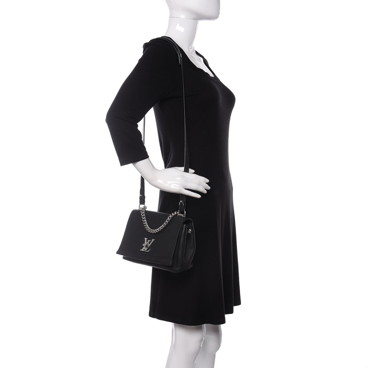 Calfskin Lockme II Chain Bag BB Black