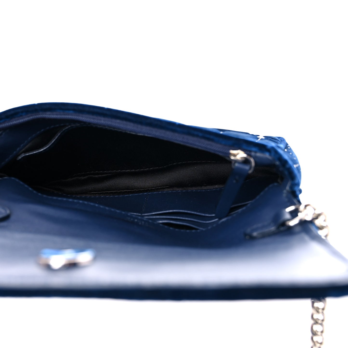 Velvet Crystal JC Shoulder Bag Blue