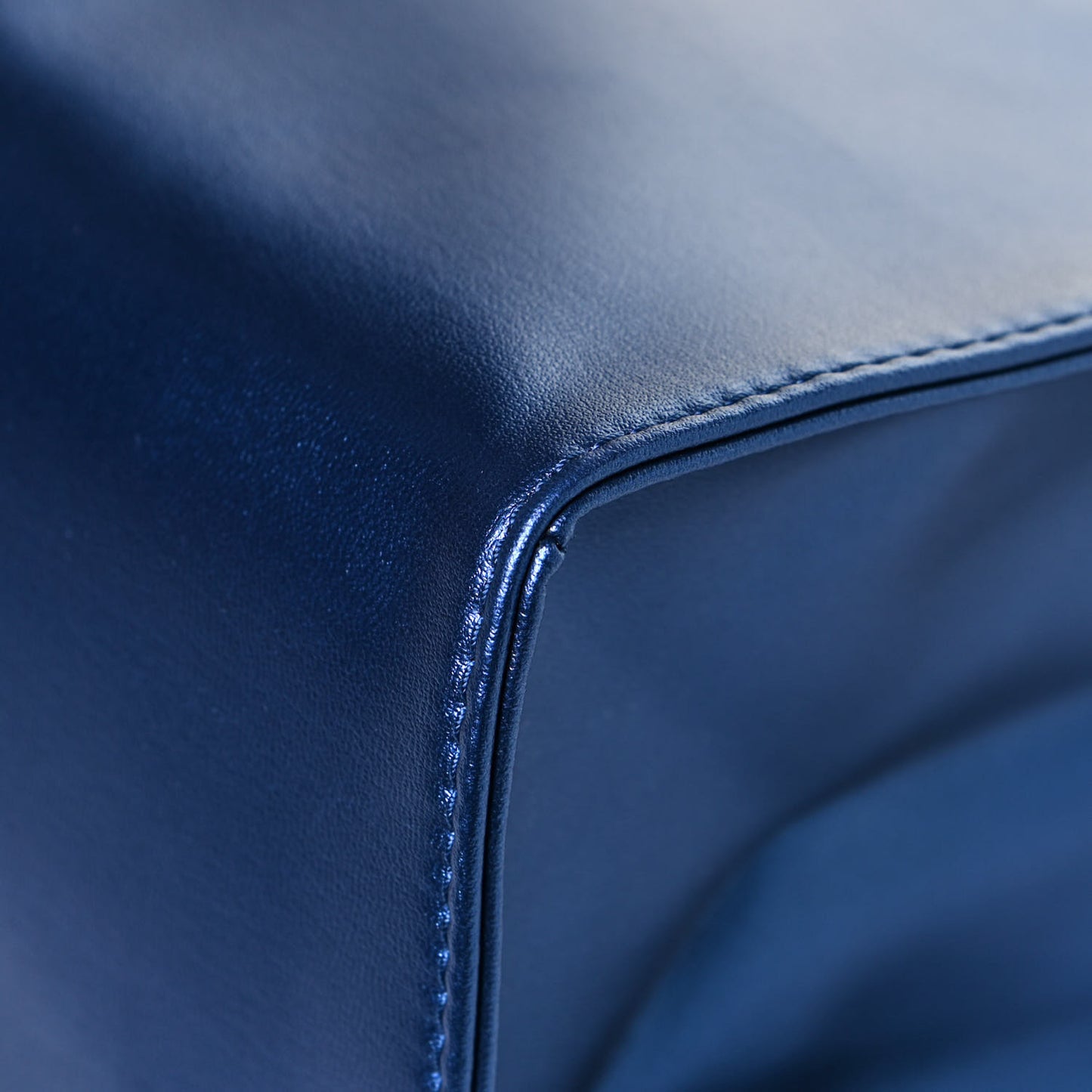 Metallic Vegan Leather Medium Shopping Bag Cobalt