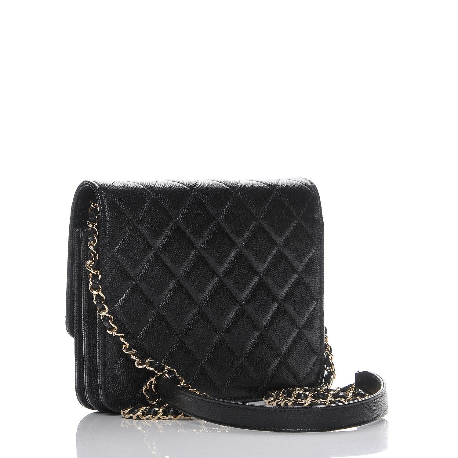 Chanel Caviar Quilted Square Wallet On Chain WOC Black 3 of 9