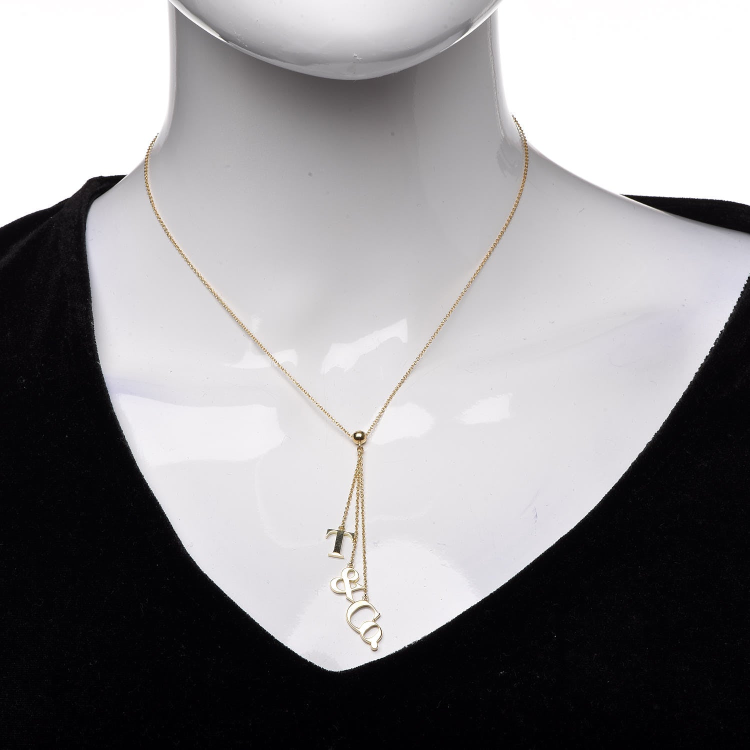 Tiffany 18K Yellow Gold T Lariat Necklace 2 of 6
